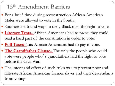 how literacy tests made it hard to vote|what were three ways southerners tried to disrupt african americans from voting.